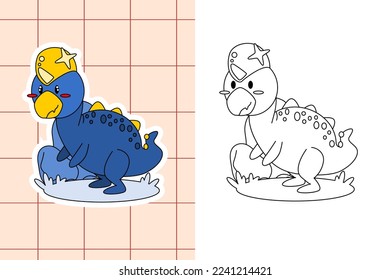 dinosaur colouring page and sticker for toddler