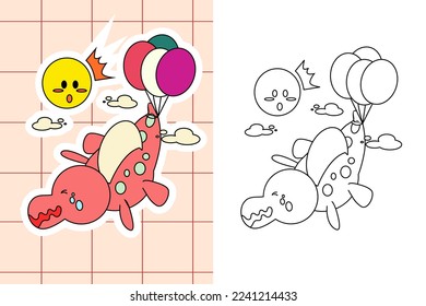 dinosaur colouring page and sticker for toddler