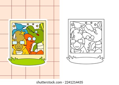 dinosaur colouring page and sticker for toddler