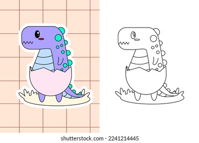 dinosaur colouring page and sticker for toddler