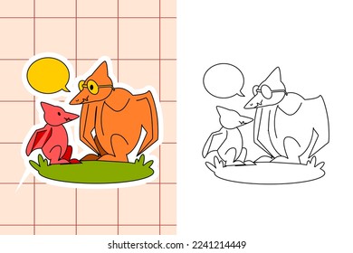 dinosaur colouring page and sticker for toddler