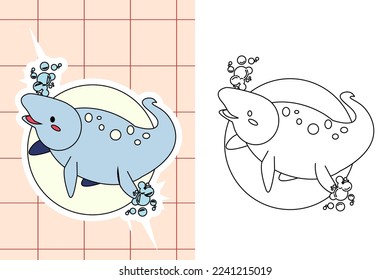 dinosaur colouring page and sticker for toddler