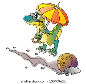 dinosaur and comet, vector illustration