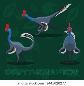 Dinosaur Corythoraptor Cartoon Vector Illustration