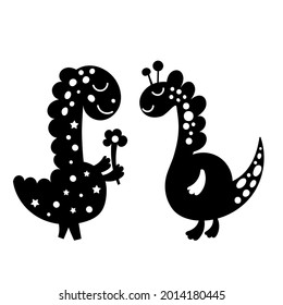 A dinosaur couple cut out files. Vector illustration.
