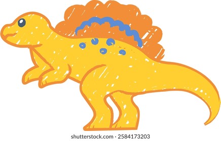 Dinosaur Crayon Kids Scribble Vector Illustration