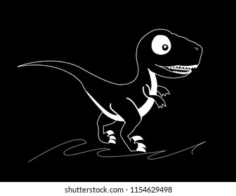Dinosaur Cute black background.