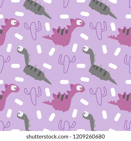 Dinosaur cute seamless pattern vector for kids and baby fashion. Background funny character children theme ready for textile print.