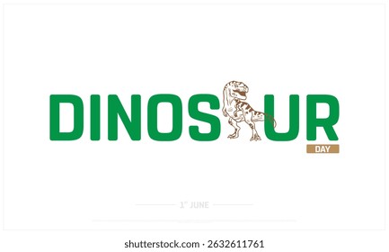 Día del dinosaurio sobre fondo blanco, Diseño tipográfico del día del dinosaurio, Diseño de Vector del día del dinosaurio, Diseño del día del dinosaurio
