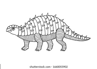 dinosaur with a decorative pattern. coloring book. eps10 vector stock illustration. hand drawing. out line.