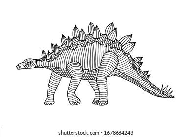 dinosaur with a decorative pattern. coloring book. eps10 vector stock illustration. hand drawing. out line.