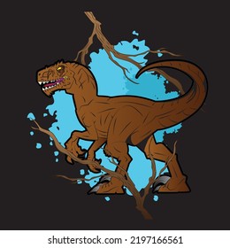 dinosaur design illustration with japanese style background