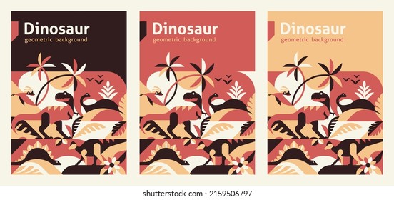 Dinosaur design template for book cover in A4. Can be adapted to brochure, magazine, poster, presentation, flyer, banner. Dinosaur background.