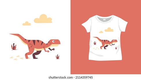 Dinosaur designed on t-shirt for t-shirt and other printing areas.