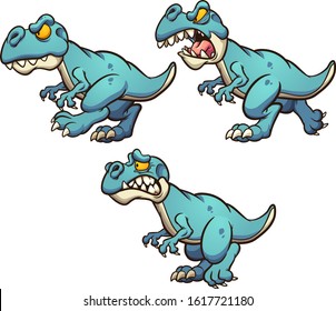 Dinosaur with different poses and expressions, ready for animation. Vector cartoon clip art illustration with simple gradients. Some elements on separate layers.
