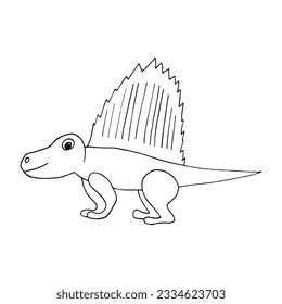 dinosaur dimetrodon hand drawn in doodle style. linear simple drawing for children.