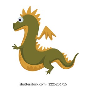 Dinosaur dino prehistoric animal vector isolated illustration. Generation of beasts, monsters with tails and wings, creature breathing with fire. Reptile brontosaurus realistic creature