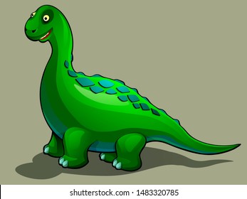 Dinosaur Diplodocus. Ancient green reptile. Isolated vector illustration.