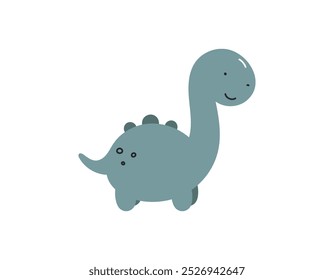 Сute dinosaur. Diplodocus. Childish cartoon flat vector illustration on white background.