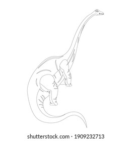 Dinosaur diplodocus drawing, vector illustration