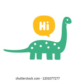 Dinosaur. Diplodocus. Hand drawn vector illustration for postcard, t shirt, print,  posters, kids wear.