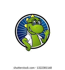 dinosaur doctor cartoon logo icon vector