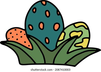 Dinosaur doodle colorful egg vector isolated illustration. Nursery decoration. Prints for kids