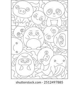 dinosaur doodle kawaii coloring book page for kids and adults creative coloring mindful relaxation activity