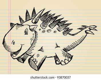 Dinosaur Doodle Sketch Vector Illustration