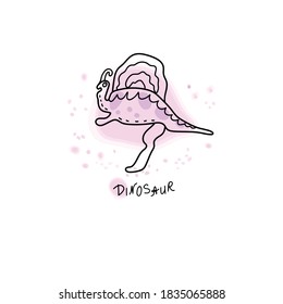 Dinosaur, dragon hand-drawn. Black line on a white background. Scandinavian style cartoon animals for t-shirt printing, textile, patch, baby product, pillow, gift. Doodle. Vector illustration. Sketch.