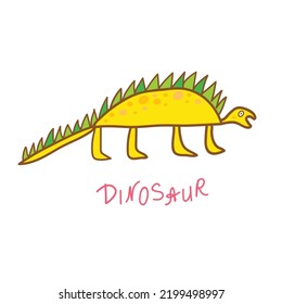 Dinosaur, dragon hand-drawn. Cartoon animals. Doodle. 