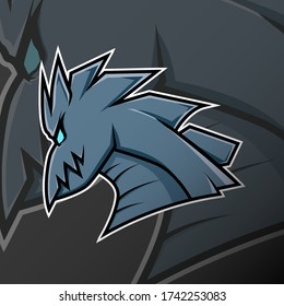 Dinosaur Dragon Head Logo Mascot Cartoon. for Esport, Team, Game, Asset, Sticker, Print.