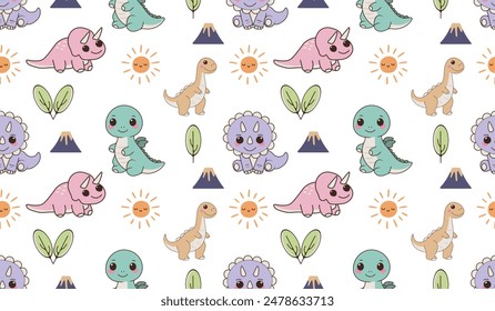 A dinosaur drawing in a fashionable style. Wallpaper with abstract illustrations. 
A sketch of a dinosaur pattern for textile design. Nice texture. The design of an artistic illustration. Fashionable 