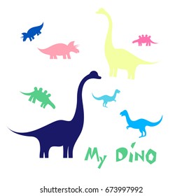 Dinosaur drawing vector set isolated