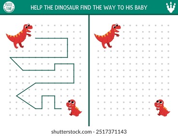 Desenho de dinossauros, escrita, traçado, atividade de orientação espacial para crianças com animais antigos. Desenhe linhas na caixa de acordo com o exemplo. Pré-escola pré-histórico jogo imprimível, quebra-cabeça com T-rex mama e bebê