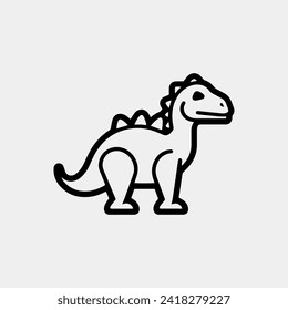 a dinosaur drawn in black and white with a white background