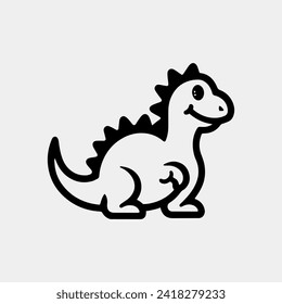 a dinosaur drawn in black and white with a white background