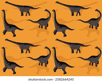 Dinosaur Dreadnoughtus Cute Cartoon Character Seamless Wallpaper Background