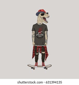 Dinosaurier im Grunge-Stil, Möbelgrafik, Modetiere