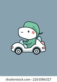 Dinosaurier fährt Auto