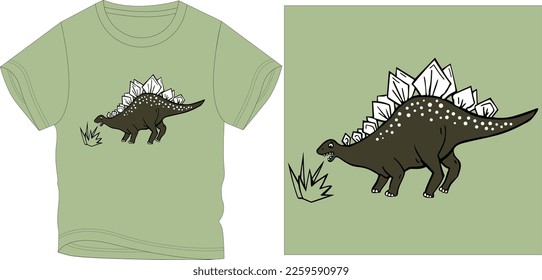 dinosaur eating grass Graphic design vector