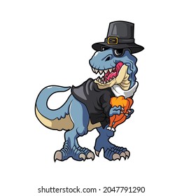 dinosaur eating turkey vector illustration design 