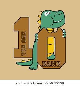 Dinosaur eating varsity numbers graphic vector