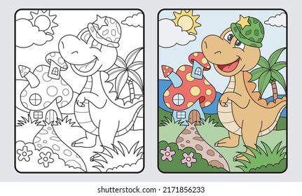 dinosaur educational coloring book for children and elementary school, vector illustration.