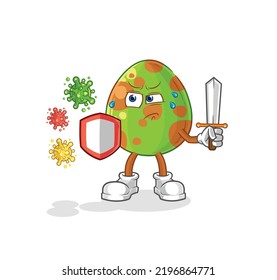 the dinosaur egg against viruses cartoon. cartoon mascot vector