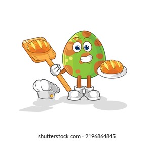 the dinosaur egg baker with bread. cartoon mascot vector