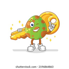 the dinosaur egg carry the key mascot. cartoon vector