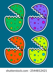 Dinosaur Egg Cartoon Doodle Sticker Illustration