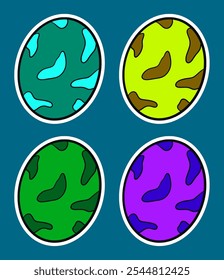 Dinosaur Egg Cartoon Doodle Sticker Illustration