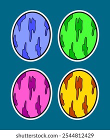Dinosaur Egg Cartoon Doodle Sticker Illustration